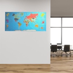 RenkliAtlas DünyaHaritası Manyetik Yapıştırıcı Gerektirmeyen Duvar Stickerı 118 CM * 56 CM