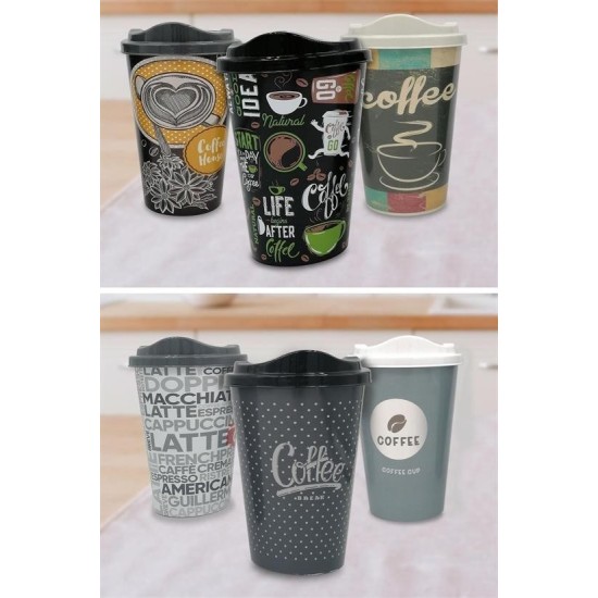 3 Adet Kahve Bardağı Seti Dekoratif Plastik Kahve Muhafaza Bardağı 3 Adet Kahve Bardağı Seti Dekoratif Plastik Kahve Muhafaza Bardağı