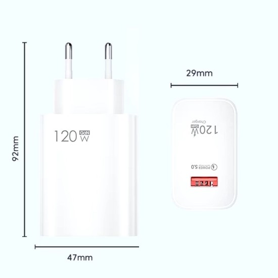 120W USB Hızlı Type C Uçlu Kablolu Şarj Aleti 120W USB Hızlı Type C Uçlu Kablolu Şarj Aleti