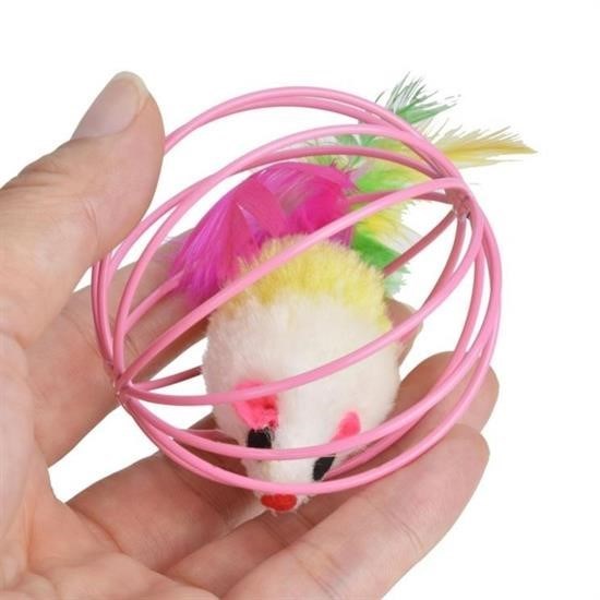 Renkli Metal Kafesli Peluş Fareli Kedi Köpek Oyuncağı Oyun Topu 6 cm Renkli Metal Kafesli Peluş Fareli Kedi Köpek Oyuncağı Oyun Topu 6 cm