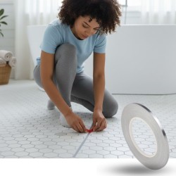 0.5 cm Kalınlık Gümüş Renk Fayans Arası Dekoratif Şerit Bandı – 50 Metre Uzunluk, Banyo ve Derz Arası Suya Dayanıklı Estetik Dekorasyon Bandı