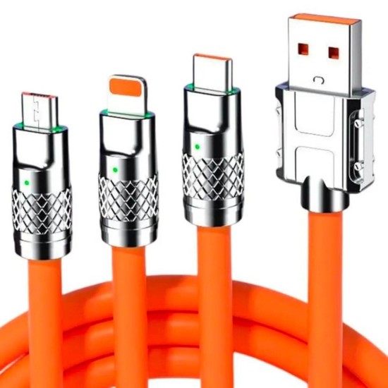 3 in 1 Type-C + Micro Usb + Lightning Hızlı Şarj Kablosu Silikon Kablo 1 Metre Opp Ambalaj 3 in 1 Type-C + Micro Usb + Lightning Hızlı Şarj Kablosu Silikon Kablo 1 Metre Opp Ambalaj