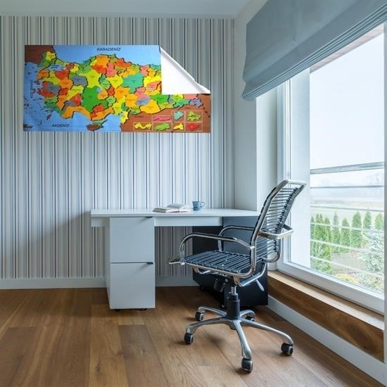Renkli Türkiye Haritası Manyetik Yapıştırıcı Gerektirmeyen Duvar Stickerı 118 CM * 56 CM Renkli Türkiye Haritası Manyetik Yapıştırıcı Gerektirmeyen Duvar Stickerı 118 CM * 56 CM