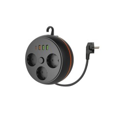 3 Adet Soket,3 Adet USB ve 1 Adet Type-C Girişli Termal Akım Korumalı Makaralı Priz 3395