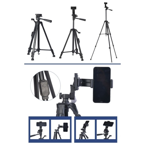 Telefon ve Fotoğraf Makinası Takılabilen Bluetooth Kumandalı 146 cm Tripod Telefon ve Fotoğraf Makinası Takılabilen Bluetooth Kumandalı 146 cm Tripod