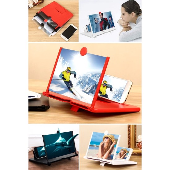 Telefon ve Tablet Ekran Büyütücü Aparat Kırmızı Telefon ve Tablet Ekran Büyütücü Aparat Kırmızı