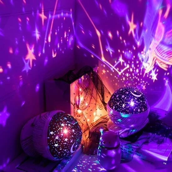 Renkli Ay Yıldız Tavan Yansıtma Pilli Led Gece Lambası Gökyüzü Projeksiyonlu Dönen Küre Renkli Ay Yıldız Tavan Yansıtma Pilli Led Gece Lambası Gökyüzü Projeksiyonlu Dönen Küre
