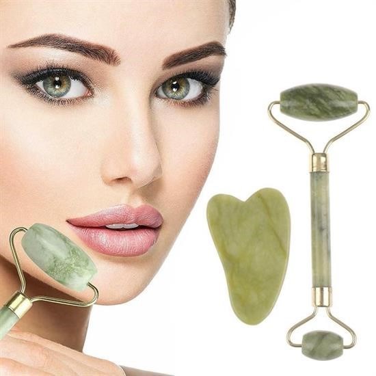 Çift Taraflı 2li Cilt Yüz Masaj Aleti Jade Roller Yeşim Taşı Seti Çift Taraflı 2li Cilt Yüz Masaj Aleti Jade Roller Yeşim Taşı Seti