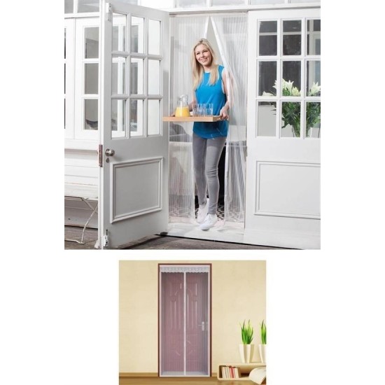 Pratik Manyetik Mıknatıslı Beyaz Kapı Pencere Sinekliği Tülü 90 x 210 cm