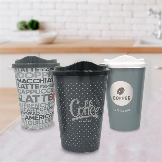 3 Adet Kahve Bardağı Seti Dekoratif Plastik Kahve Muhafaza Bardağı 3 Adet Kahve Bardağı Seti Dekoratif Plastik Kahve Muhafaza Bardağı