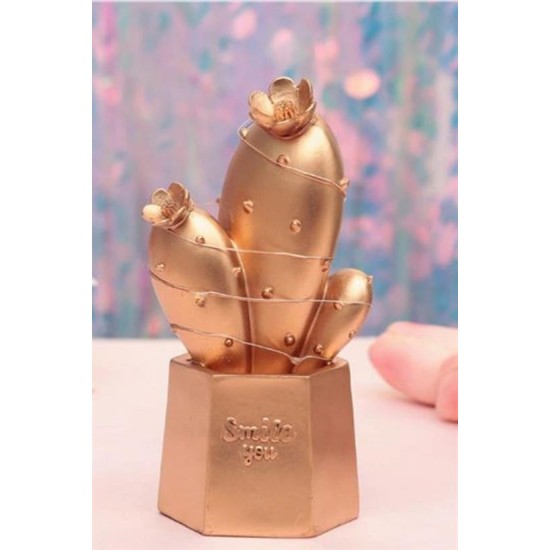 Led Işıklı Sevimli Kaktüs Dekoratif Masa Lambası Mini Biblo Gece Lambası Gold Led Işıklı Sevimli Kaktüs Dekoratif Masa Lambası Mini Biblo Gece Lambası Gold