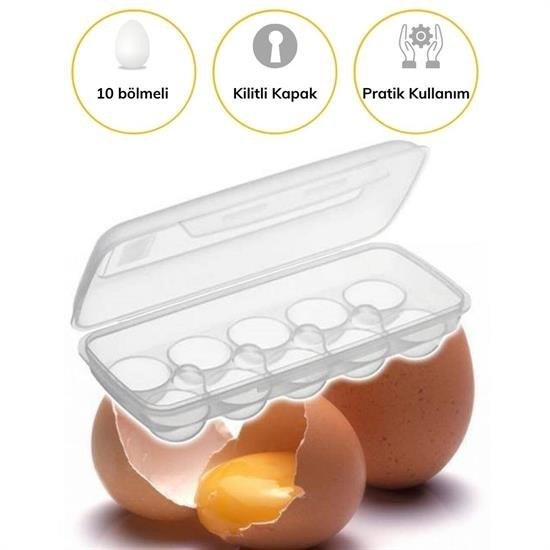 10 Bölmeli Kilitli Kapaklı Yumurtalık Saklama Kutusu YU110 10 Bölmeli Kilitli Kapaklı Yumurtalık Saklama Kutusu YU110