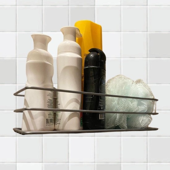 Kendiliğinden Yapışkanlı Krom Paslanmaz Metal Şampuanlık Banyo Düzenleyici Raf Kendiliğinden Yapışkanlı Krom Paslanmaz Metal Şampuanlık Banyo Düzenleyici Raf