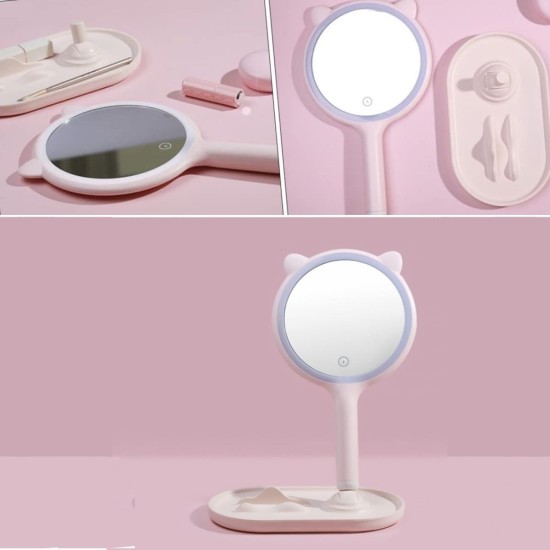 Kedi Kulaklı Telefon Standlı Yuvarlak Dokunmatik Led Ayarlı Masa Üstü Makyaj Aynası Kedi Kulaklı Telefon Standlı Yuvarlak Dokunmatik Led Ayarlı Masa Üstü Makyaj Aynası