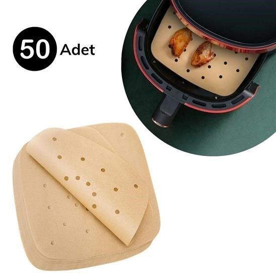 50 Adet Air Fryer Pişirme Kağıdı Tek Kullanımlık Hava Fritöz Yapışmaz Yağlı Kağıt Delikli Model 50 Adet Air Fryer Pişirme Kağıdı Tek Kullanımlık Hava Fritöz Yapışmaz Yağlı Kağıt Delikli Model