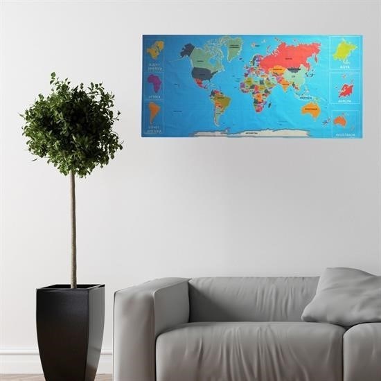 Renkli Atlas Dünya Haritası Manyetik Yapıştırıcı Gerektirmeyen Duvar Stickerı 118 CM * 56 CM Renkli Atlas Dünya Haritası Manyetik Yapıştırıcı Gerektirmeyen Duvar Stickerı 118 CM * 56 CM