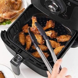 Siyah Isıya Dayanıklı Yıkanılabilir Silikon Fırın Ve Airfryer Kare Model Pişirme Matı 21,5 Cm