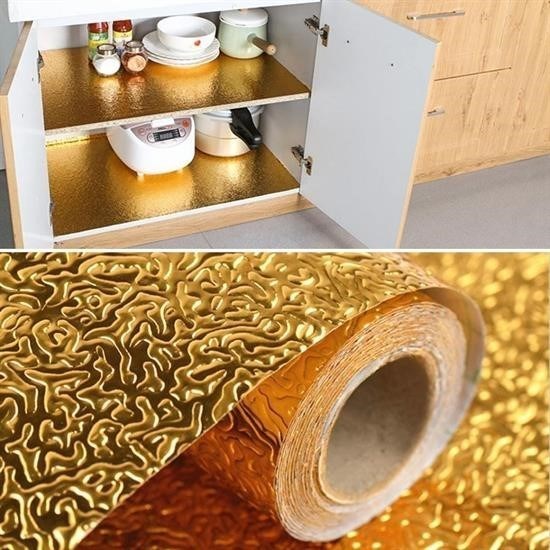 10 Metre Kendinden Yapışkanlı Silinebilir Mutfak Tezgah Üstü Sticker Folyo Gold Renk 10 Metre Kendinden Yapışkanlı Silinebilir Mutfak Tezgah Üstü Sticker Folyo Gold Renk