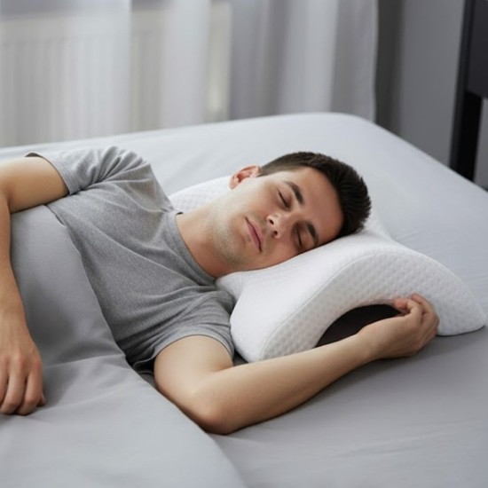 % 100 Visco Kavisli Ortopedik Yıkanabilir Kumaş Kılıflı Bel Boyun Bacak Ağrıları İçin Yastık