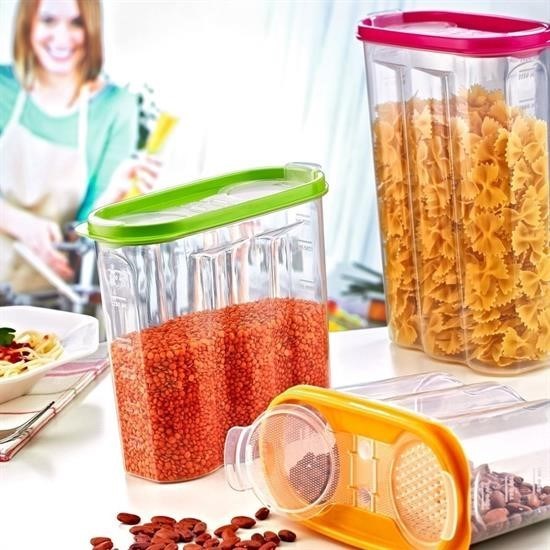 2 Kapaklı Ölçekli Erzak Saklama Kabı - 1,2 Litre - SA930 2 Kapaklı Ölçekli Erzak Saklama Kabı - 1,2 Litre - SA930