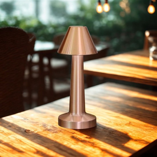 Çatı Model Bronz Renk Şarjlı Dokunmatik 3 Renkli LED Masa Lambası Çatı Model Bronz Renk Şarjlı Dokunmatik 3 Renkli LED Masa Lambası