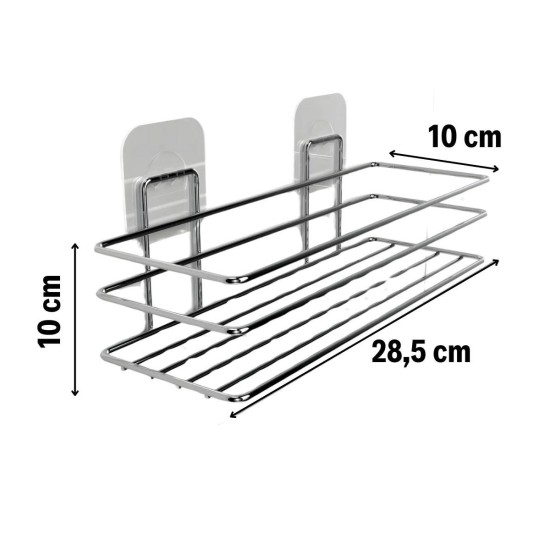 Kendiliğinden Yapışkanlı Krom Paslanmaz Metal Şampuanlık Banyo Düzenleyici Raf Kendiliğinden Yapışkanlı Krom Paslanmaz Metal Şampuanlık Banyo Düzenleyici Raf