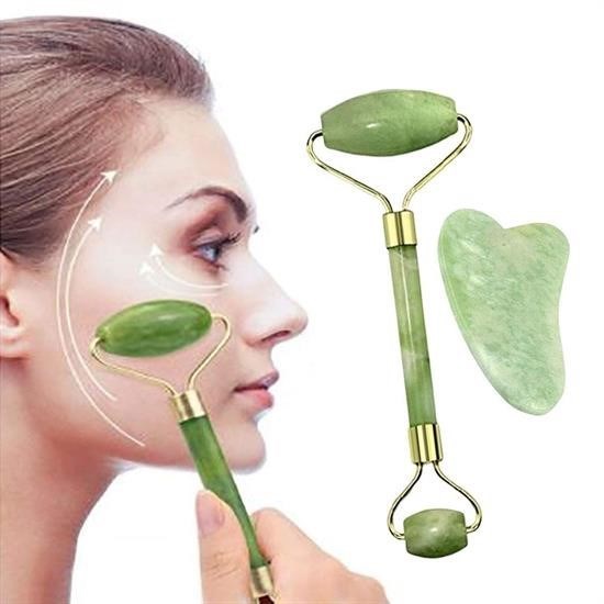 Çift Taraflı 2li Cilt Yüz Masaj Aleti Jade Roller Yeşim Taşı Seti Çift Taraflı 2li Cilt Yüz Masaj Aleti Jade Roller Yeşim Taşı Seti