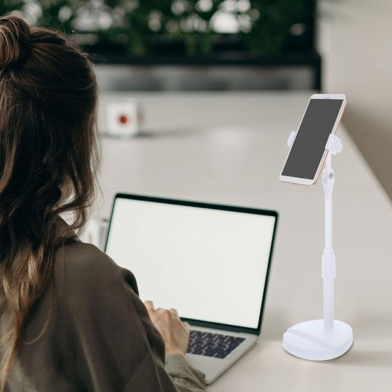 Masa Üstü Tablet ve Telefon Tutucu Plastik Aparat Beyaz Telefon Standı Masa Üstü Tablet ve Telefon Tutucu Plastik Aparat Beyaz Telefon Standı