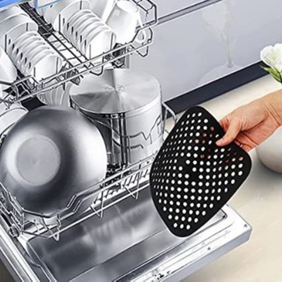 Siyah Isıya Dayanıklı Yıkanılabilir Silikon Fırın Ve Airfryer Kare Model Pişirme Matı 21,5 Cm