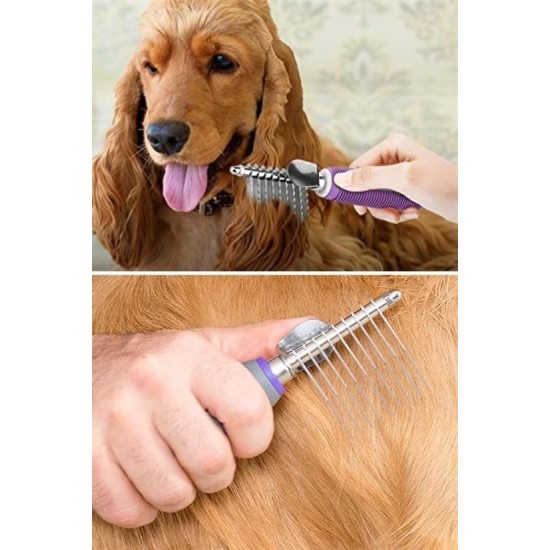 Düğüm Açıcı Pet Fırçası Emniyetli Uzun ve Çelik Dişli Kedi Köpek Tüy Kıtık Açma Tarağı