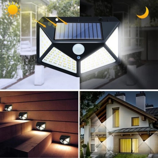 100 Ledli 3 Farklı Aydınlatma Ayarlı Solar Güneş Enerjili Hareket Sensörlü Bahçe Duvar Lambası 100 Ledli 3 Farklı Aydınlatma Ayarlı Solar Güneş Enerjili Hareket Sensörlü Bahçe Duvar Lambası