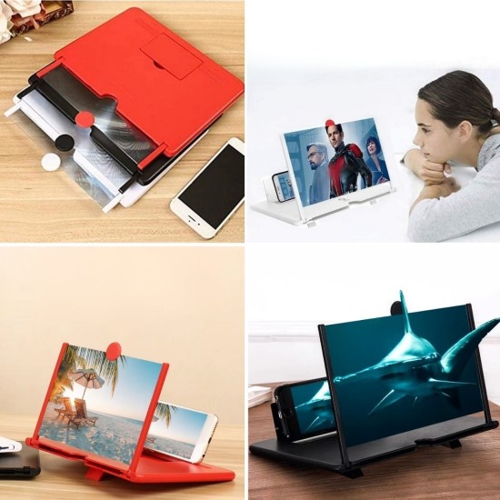 Telefon ve Tablet Ekran Büyütücü Aparat Kırmızı Telefon ve Tablet Ekran Büyütücü Aparat Kırmızı