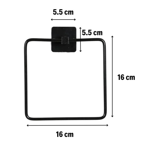 Kendiliğinden Yapışkanlı Siyah Paslanmaz Metal Kare Havluluk Kendiliğinden Yapışkanlı Siyah Paslanmaz Metal Kare Havluluk