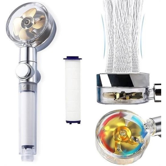 Turbo Pervaneli ve Filtreli Su Tasarruflu 360 Derece Dönebilen Tazyikli Duş Başlığı Turbo Pervaneli ve Filtreli Su Tasarruflu 360 Derece Dönebilen Tazyikli Duş Başlığı