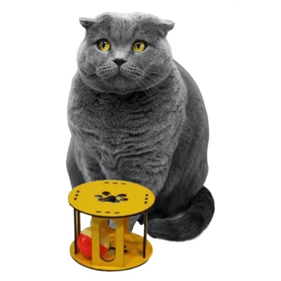 Ahşap Kafes Renkli Toplu Kedi Patisi Desenli Sesli Kedi Oyuncağı Ahşap Kafes Renkli Toplu Kedi Patisi Desenli Sesli Kedi Oyuncağı