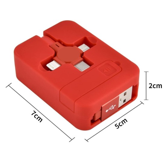Cep Tipi Telefon Tutuculu Makaralı Uzayıp Kısalabilen 3'ü 1 Arada USB Şarj Kablosu Cep Tipi Telefon Tutuculu Makaralı Uzayıp Kısalabilen 3'ü 1 Arada USB Şarj Kablosu