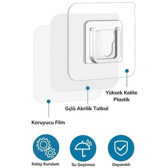 Eşya Sabitleme Askısı 10 Çift Şeffaf Çift Taraflı Yapışkanlı Geçmeli Klips Eşya Sabitleme Askısı 10 Çift Şeffaf Çift Taraflı Yapışkanlı Geçmeli Klips