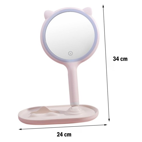 Kedi Kulaklı Telefon Standlı Yuvarlak Dokunmatik Led Ayarlı Masa Üstü Makyaj Aynası Kedi Kulaklı Telefon Standlı Yuvarlak Dokunmatik Led Ayarlı Masa Üstü Makyaj Aynası