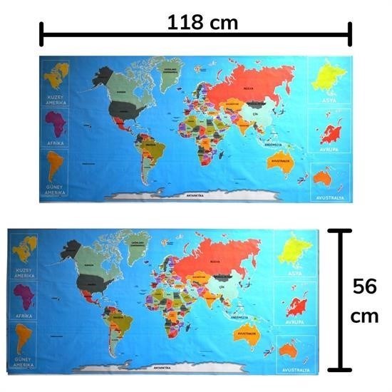 Renkli Atlas Dünya Haritası Manyetik Yapıştırıcı Gerektirmeyen Duvar Stickerı 118 CM * 56 CM Renkli Atlas Dünya Haritası Manyetik Yapıştırıcı Gerektirmeyen Duvar Stickerı 118 CM * 56 CM