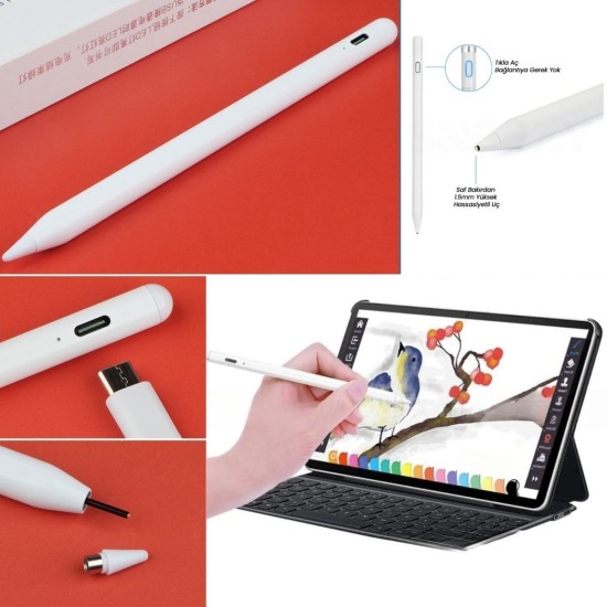 Evrensel Tablet ve Dokunmatik Telefonlarla Uyumlu Hassas Çizim ve Tasarım Kalemi Evrensel Tablet ve Dokunmatik Telefonlarla Uyumlu Hassas Çizim ve Tasarım Kalemi