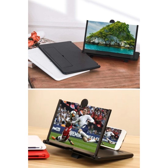 Telefon ve Tablet Ekran Büyütücü Aparat Kırmızı Telefon ve Tablet Ekran Büyütücü Aparat Kırmızı