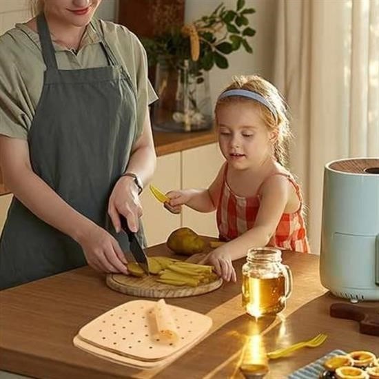 100 Adet Air Fryer Pişirme Kağıdı Tek Kullanımlık Hava Fritöz Yapışmaz Yağlı Kağıt Delikli Model 100 Adet Air Fryer Pişirme Kağıdı Tek Kullanımlık Hava Fritöz Yapışmaz Yağlı Kağıt Delikli Model