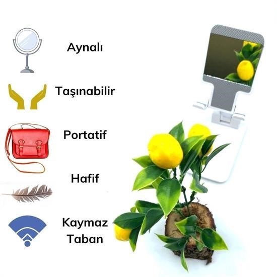 Siyah Aynalı Cep Telefonu Sabitleyici Stand Katlanabilir Ayarlanabilir Telefon Standı Siyah Aynalı Cep Telefonu Sabitleyici Stand Katlanabilir Ayarlanabilir Telefon Standı