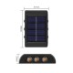 6 Ledli Solar Güneş Enerjili Aplik Led, Dekoratif Duvar Monteli Gün Işığı Led