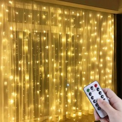 Uzaktan Kumandalı LED Perdeye Takılabilen Kancalı Işık Usb 3x3 Metre Peri Perde LED