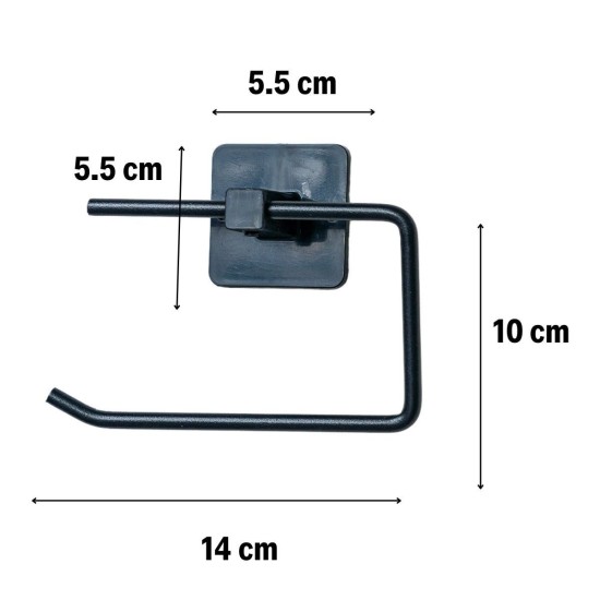 Kendiliğinden Yapışkanlı Siyah Paslanmaz Metal Kapaksız Tuvalet Kağıtlığı Aparatı Kendiliğinden Yapışkanlı Siyah Paslanmaz Metal Kapaksız Tuvalet Kağıtlığı Aparatı