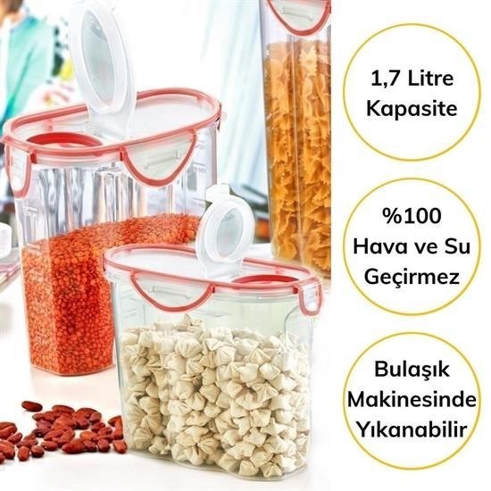 Kilitli Kapaklı Contalı Hava,Su Sıvı Geçirmez 1,7 Litre Erzak Saklama Kabı-SA585 Kilitli Kapaklı Contalı Hava,Su Sıvı Geçirmez 1,7 Litre Erzak Saklama Kabı-SA585