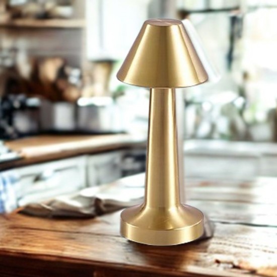 Çatı Model Gold Renk Şarjlı Dokunmatik 3 Renkli LED Masa Lambası