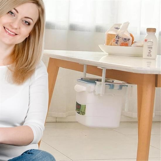 Mini Masa Çöp Kovası Plastik Tezgah Altı Geri Çekilebilir Yapışkanlı Görünmez Bölme Pratik Mini Masa Çöp Kovası Plastik Tezgah Altı Geri Çekilebilir Yapışkanlı Görünmez Bölme Pratik