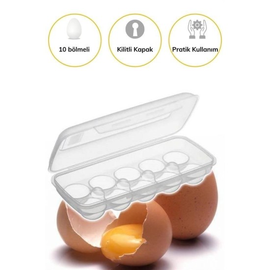 10 Bölmeli Kilitli Kapaklı Yumurtalık Saklama Kutusu YU110 10 Bölmeli Kilitli Kapaklı Yumurtalık Saklama Kutusu YU110
